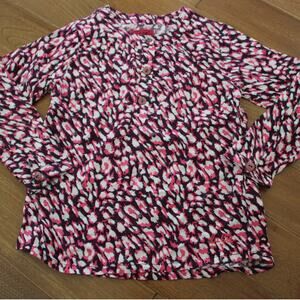 La Compagnie Des Petits Long Sleeve Girl's Blouse Top Shirt Pink Abstract 4